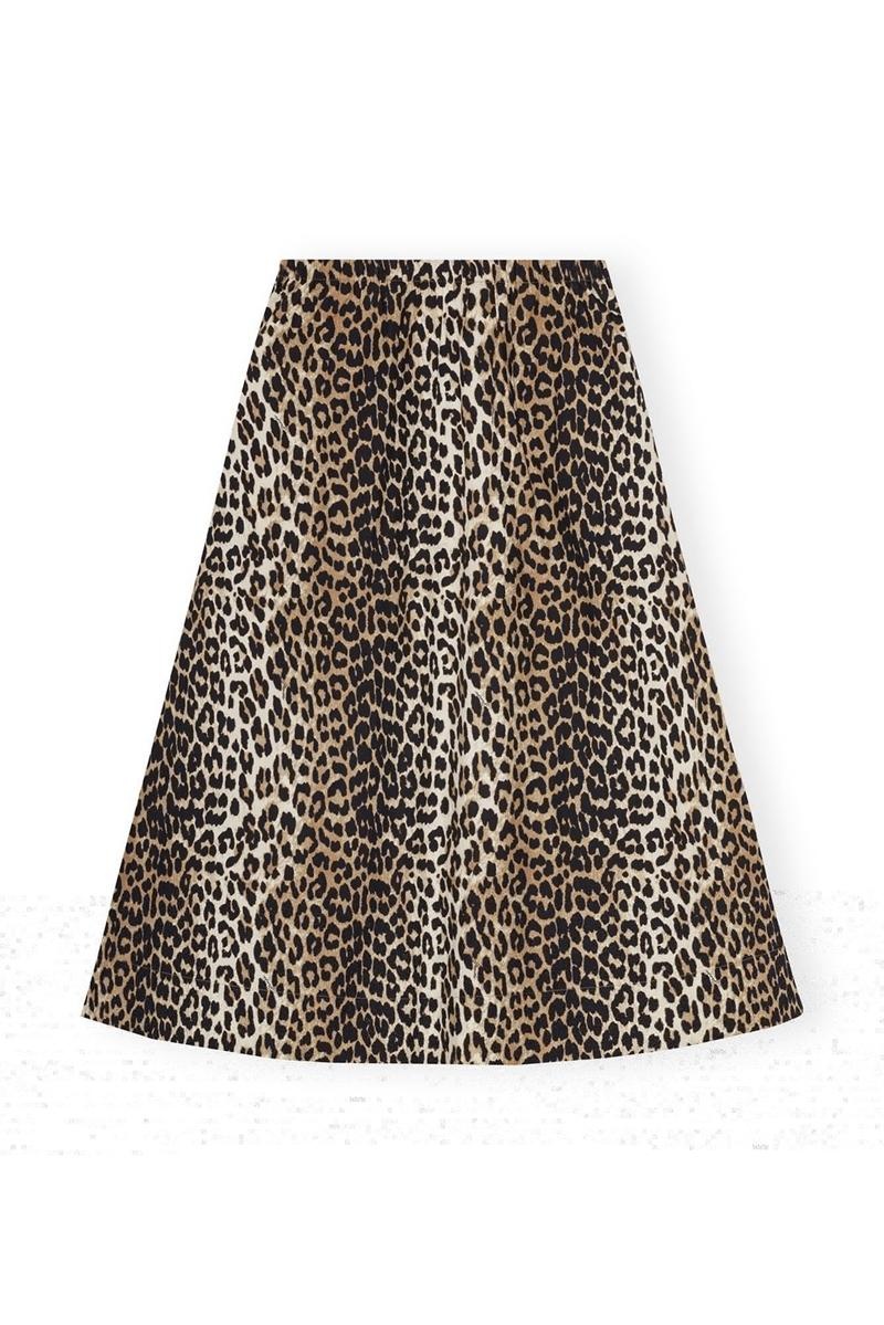 Ganni Leopard Printed Elasticated Röcke Leopard | 164-OXQRHM