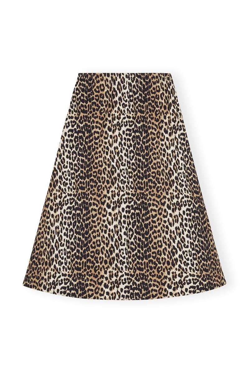 Ganni Leopard Printed Elasticated Röcke Leopard | 164-OXQRHM