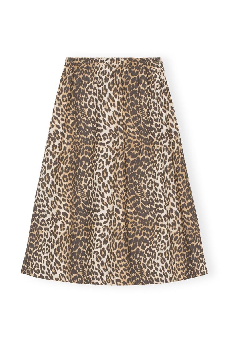 Ganni Leopard Printed Elasticated Röcke Leopard | 297-XBRLZH