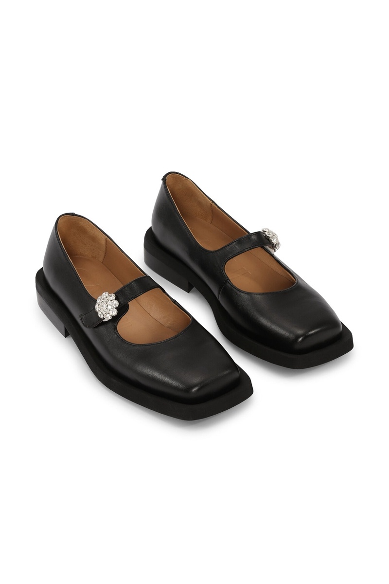 Ganni Mary Jane Ballerinas Flat Schwarz | 167-RGBJLM