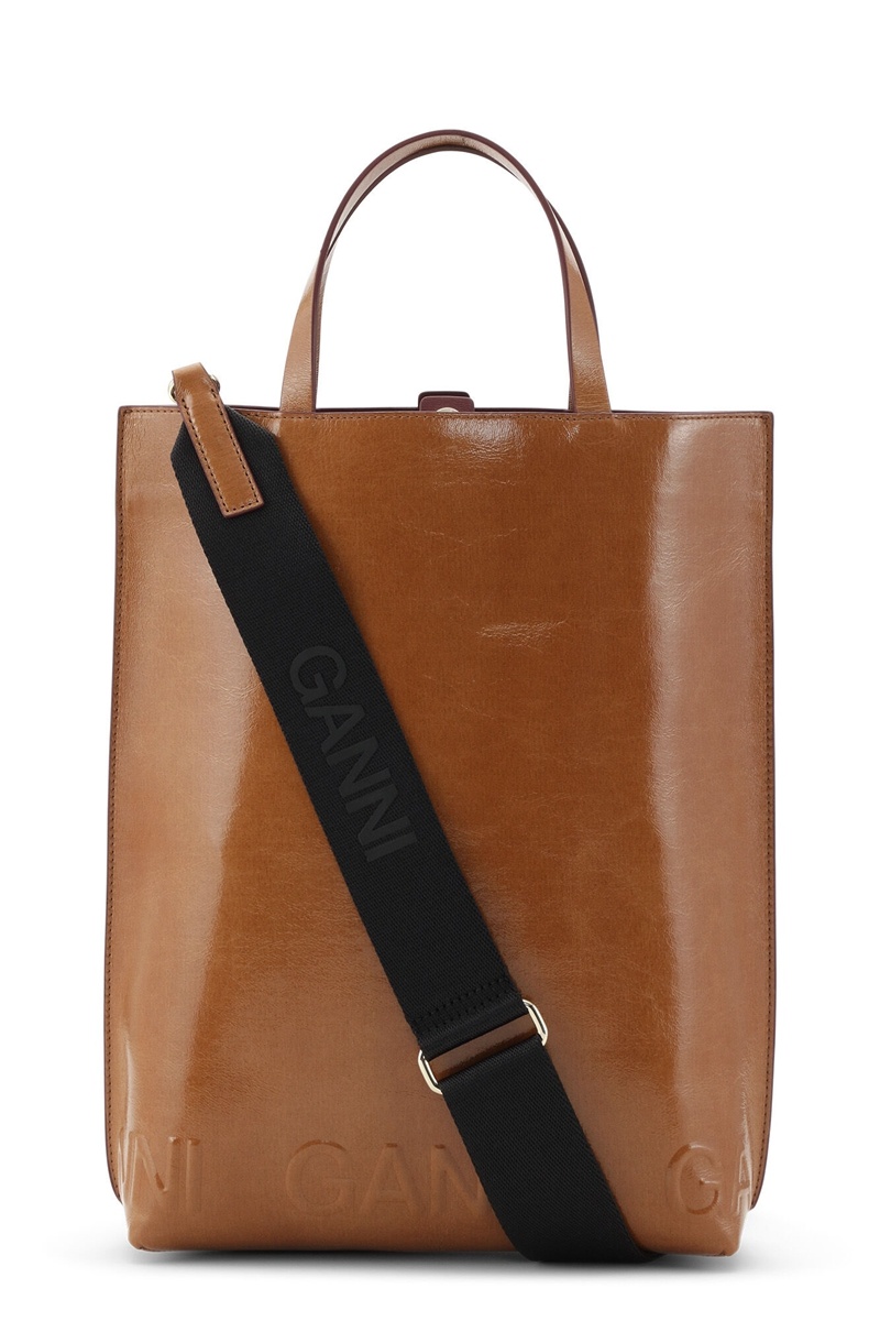 Ganni Medium Banner Bag Tragetasche Braun | 871-ROJMTY