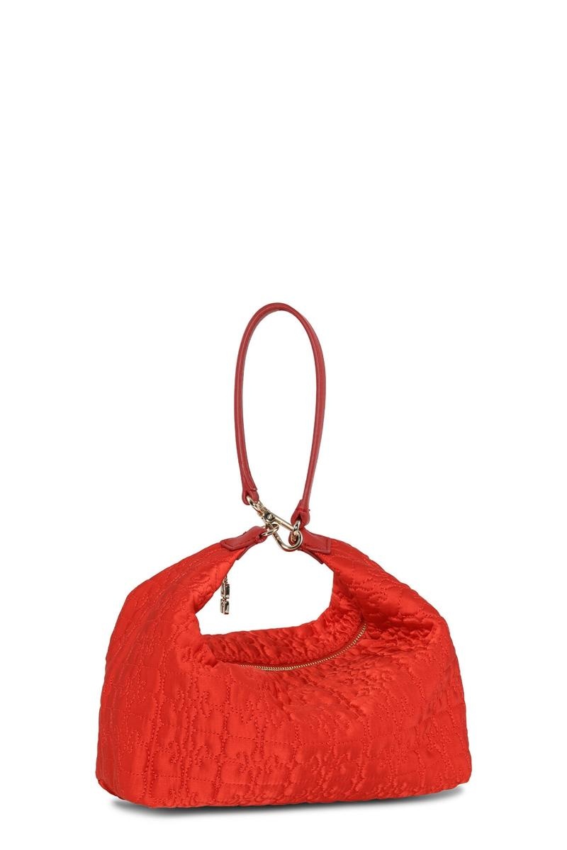 Ganni Medium Butterfly Pouch Satin Shoulder bag Rot | 325-NOGLID