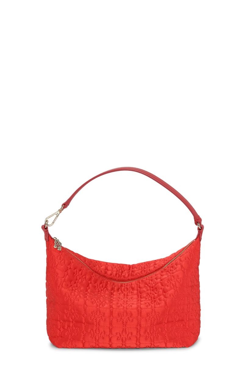 Ganni Medium Butterfly Pouch Satin Shoulder bag Rot | 325-NOGLID