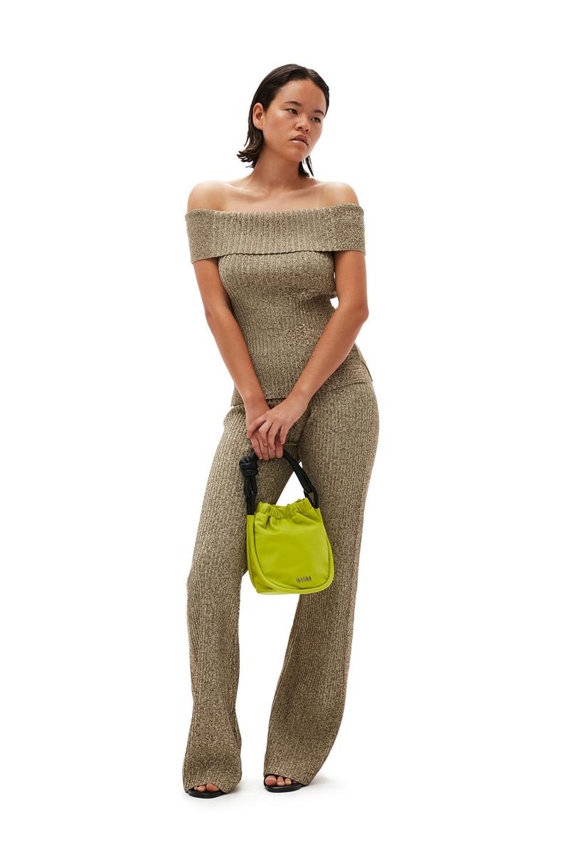 Ganni Melange Knit Hose Braun | 615-VJWZDP