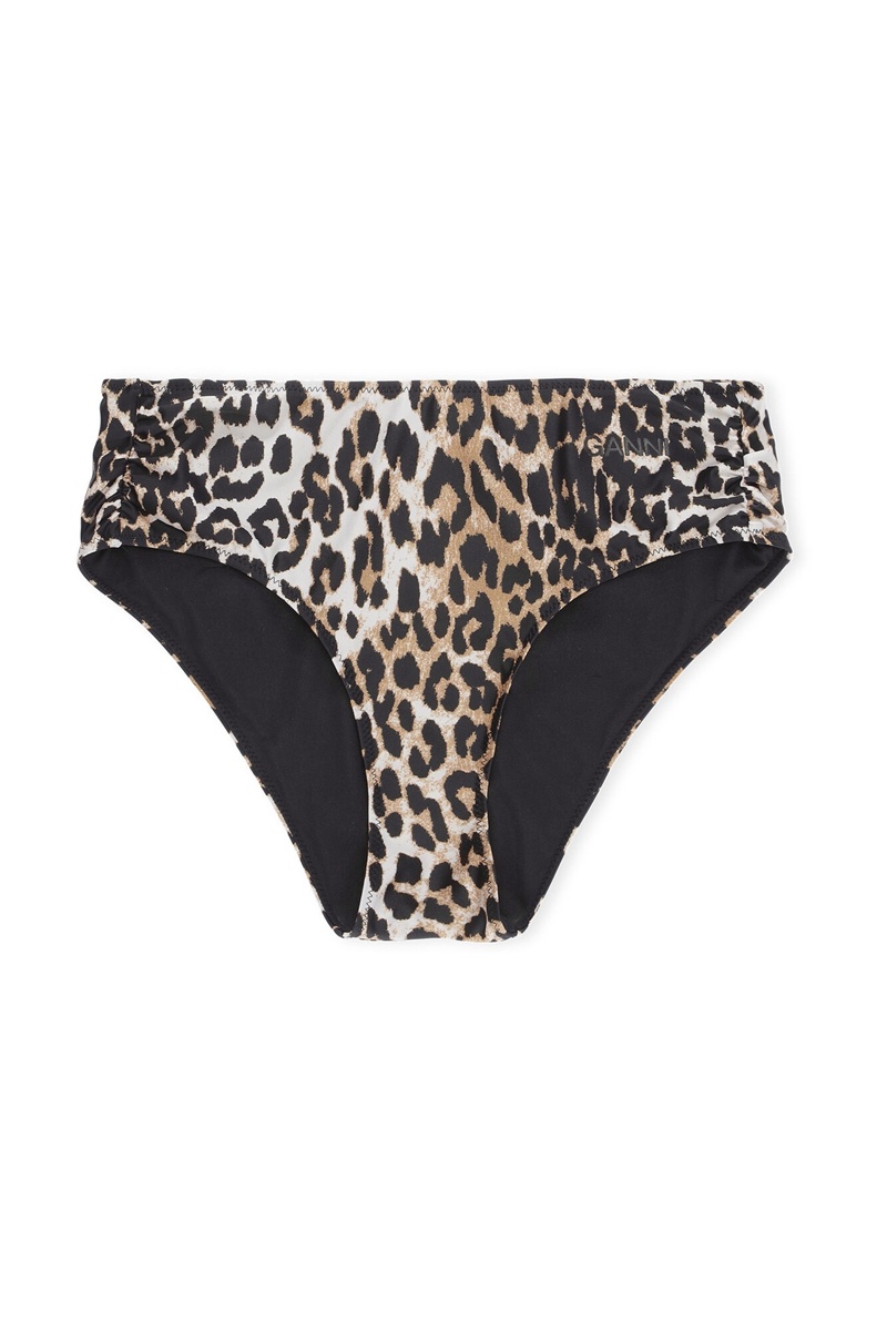 Ganni Mid-Rise Bikini Bottom Bademode Leopard | 960-JOKXWY