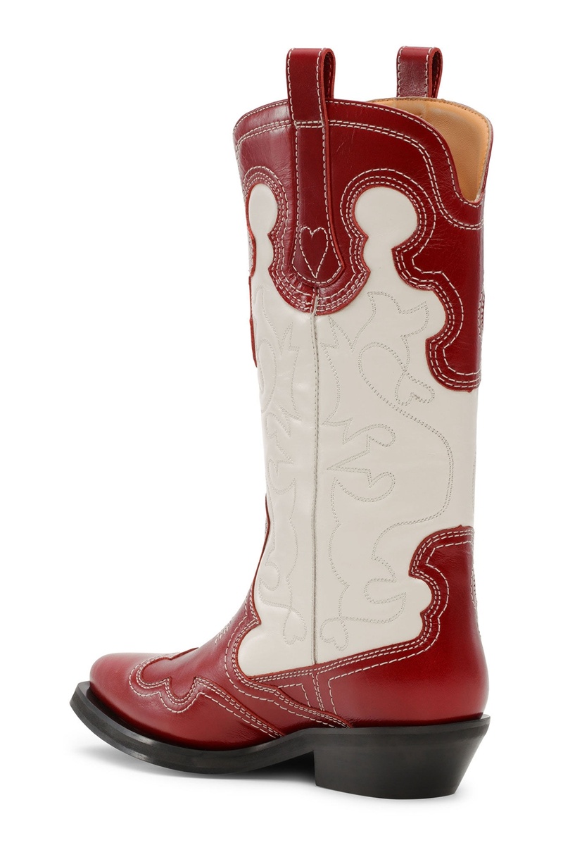 Ganni Mid Shaft Embroidered Westernstiefel Rosa | 594-AIBPGC