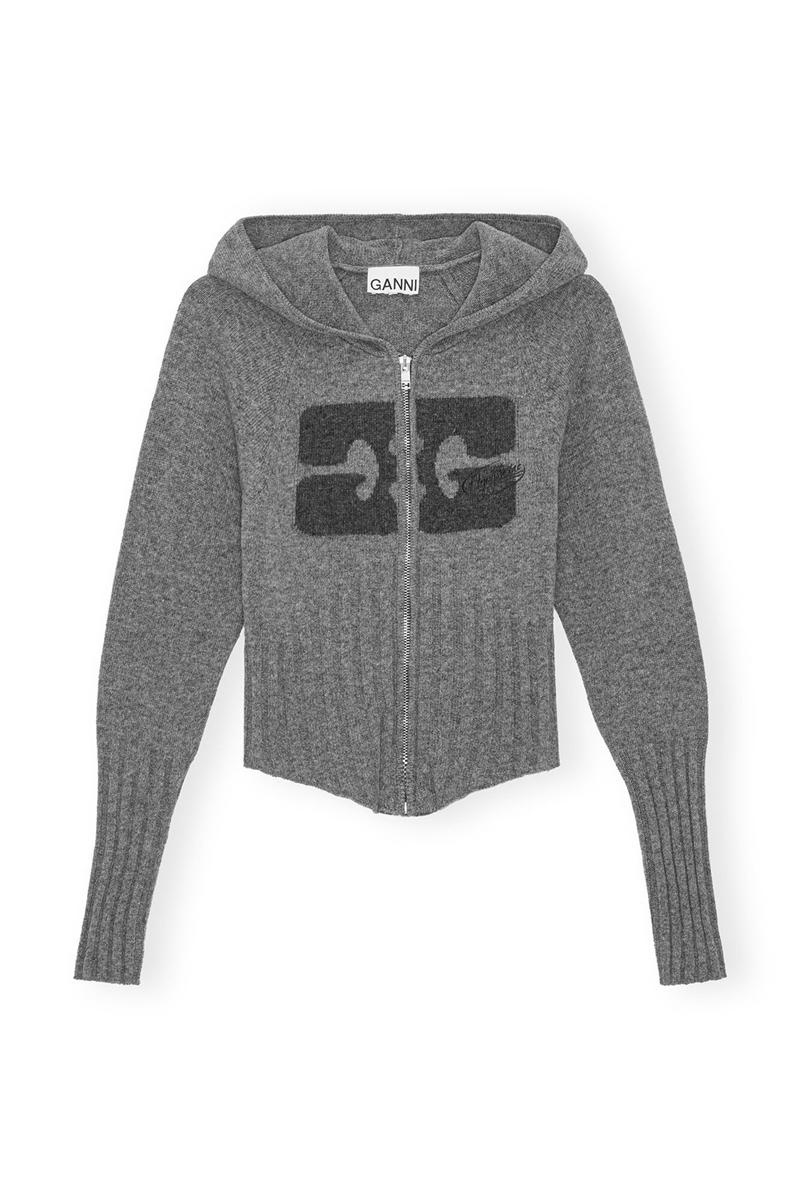 Ganni Nguyen Inc Graphic Fitted Pullover Grau | 069-JAQOCN