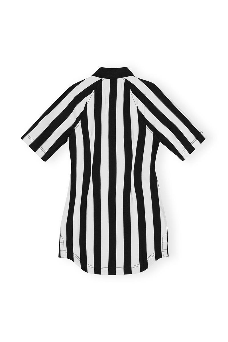 Ganni Nguyen Inc Stripe Baumwoll Jersey Minikleid Schwarz | 905-VGINMF