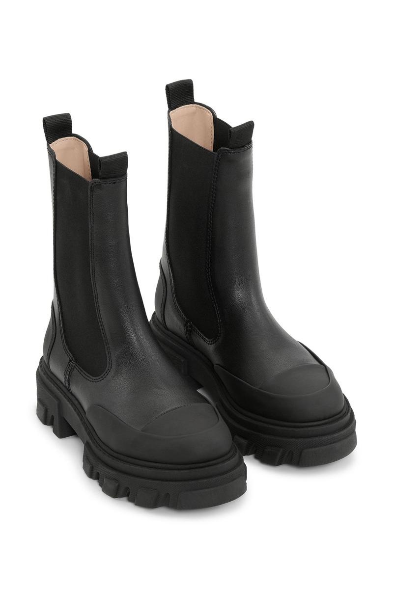 Ganni Ohoskin Stollen Mid Chelsea Stiefel Schwarz | 473-HNVLYT