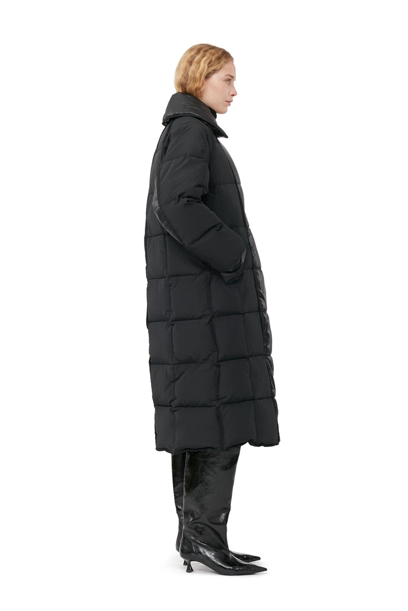 Ganni Oversized Mix Puffer Mäntel Schwarz | 816-YNMEIG