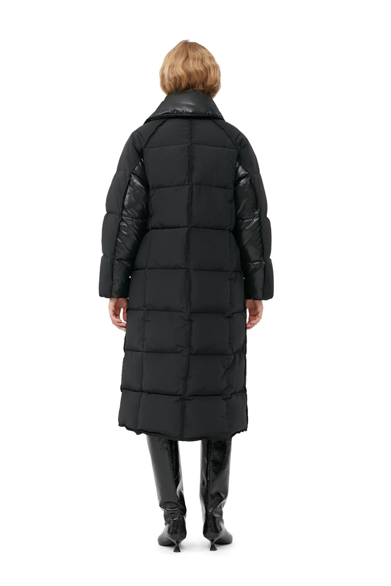 Ganni Oversized Mix Puffer Mäntel Schwarz | 816-YNMEIG