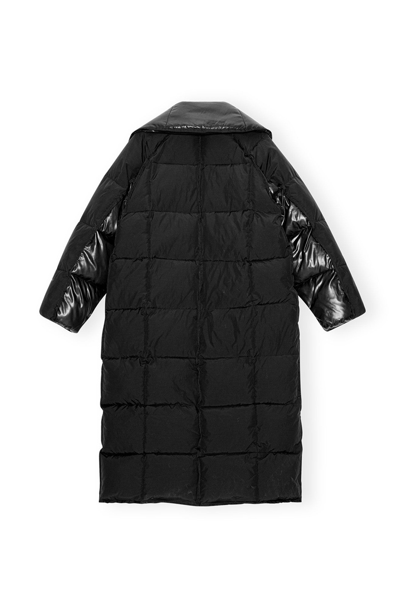 Ganni Oversized Mix Puffer Mäntel Schwarz | 816-YNMEIG