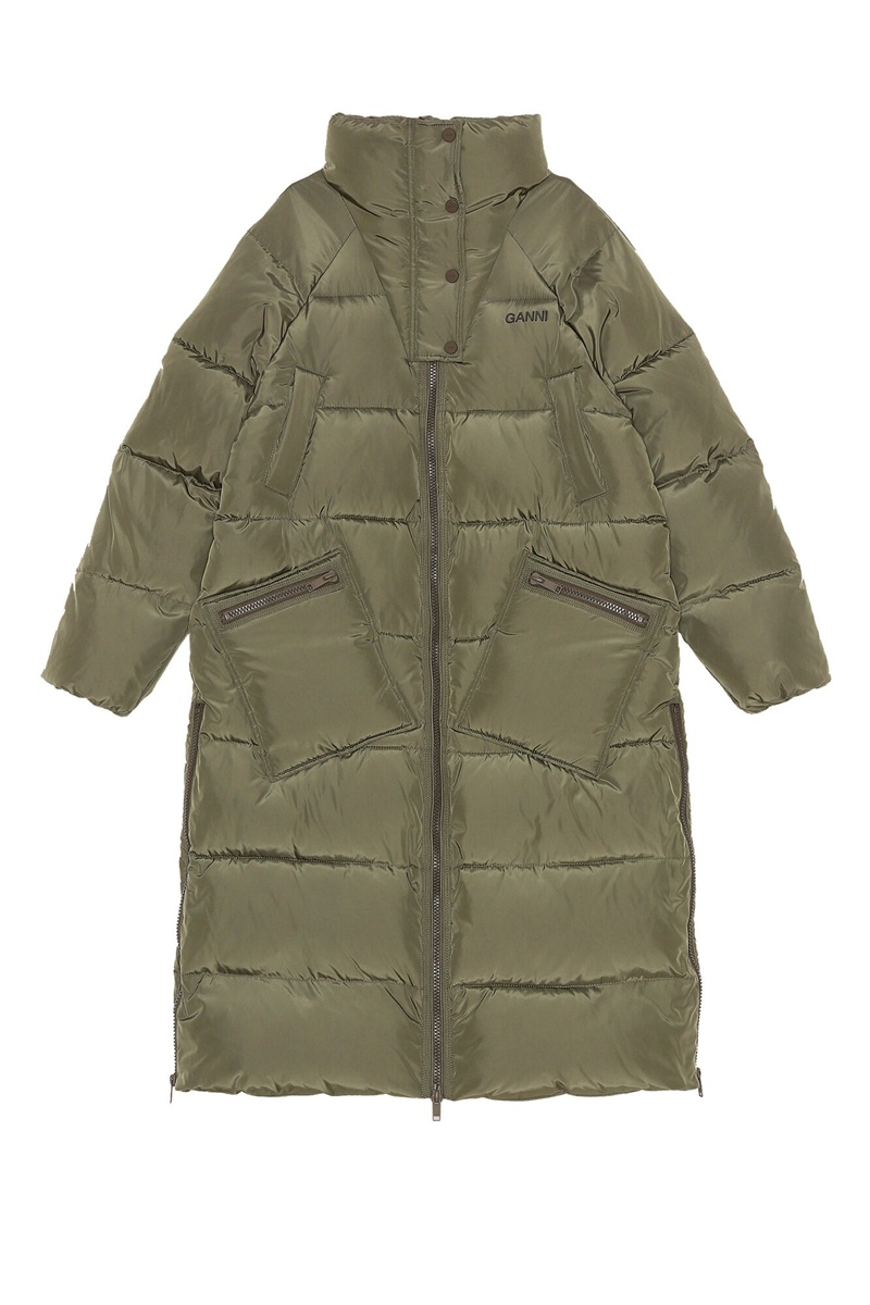 Ganni Oversized Tech Puffer Mäntel Olivgrün | 650-NLZBRH