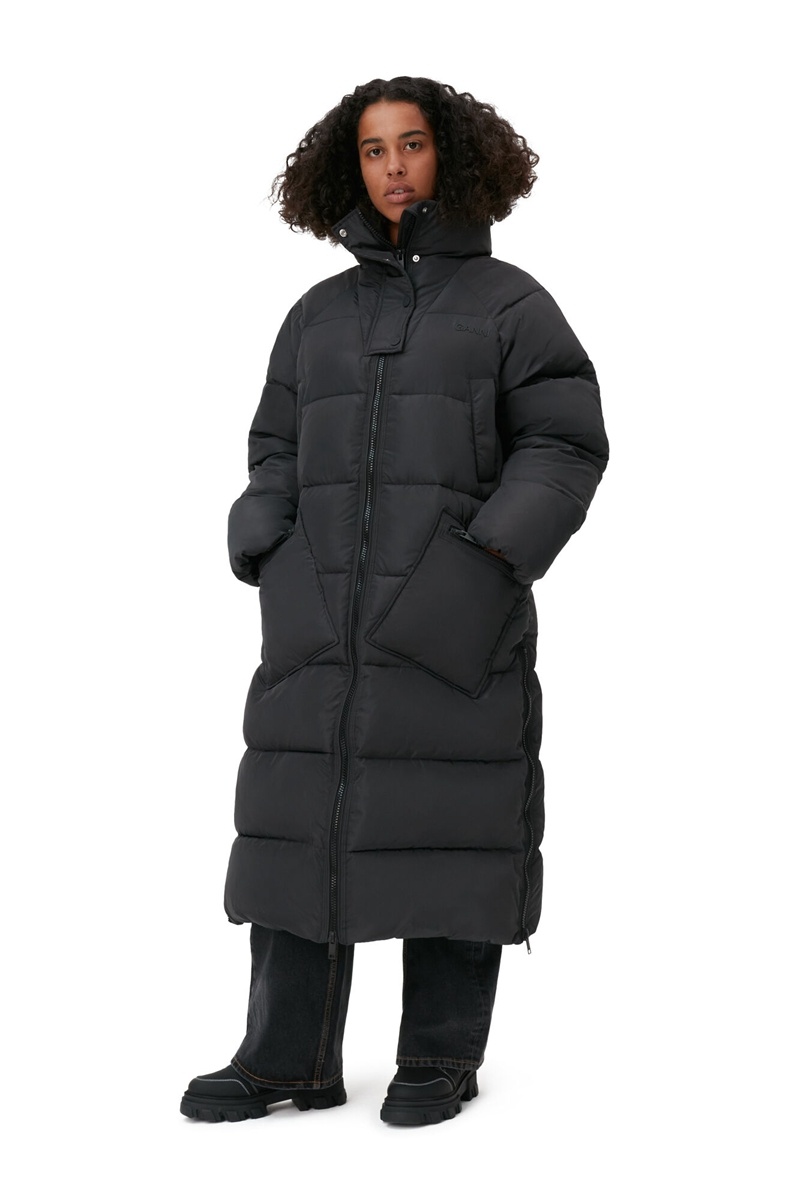 Ganni Oversized Tech Puffer Mäntel Schwarz | 597-PKVCSB