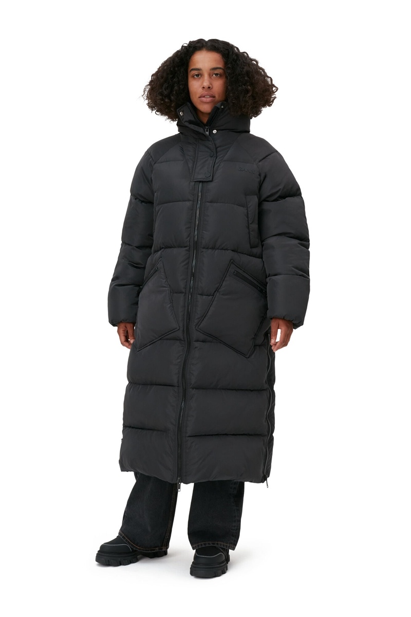 Ganni Oversized Tech Puffer Mäntel Schwarz | 597-PKVCSB