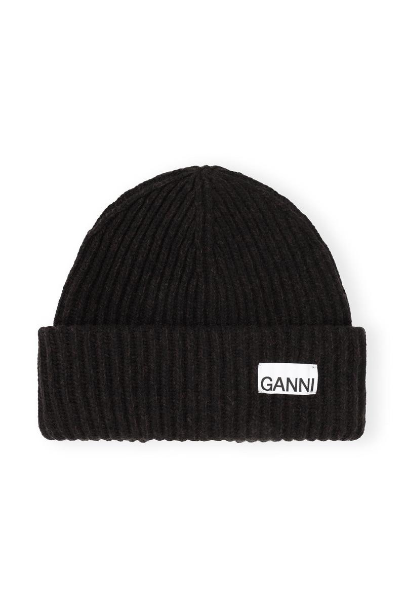 Ganni Oversized Wolle Mütze Schwarz | 287-OXVJUQ