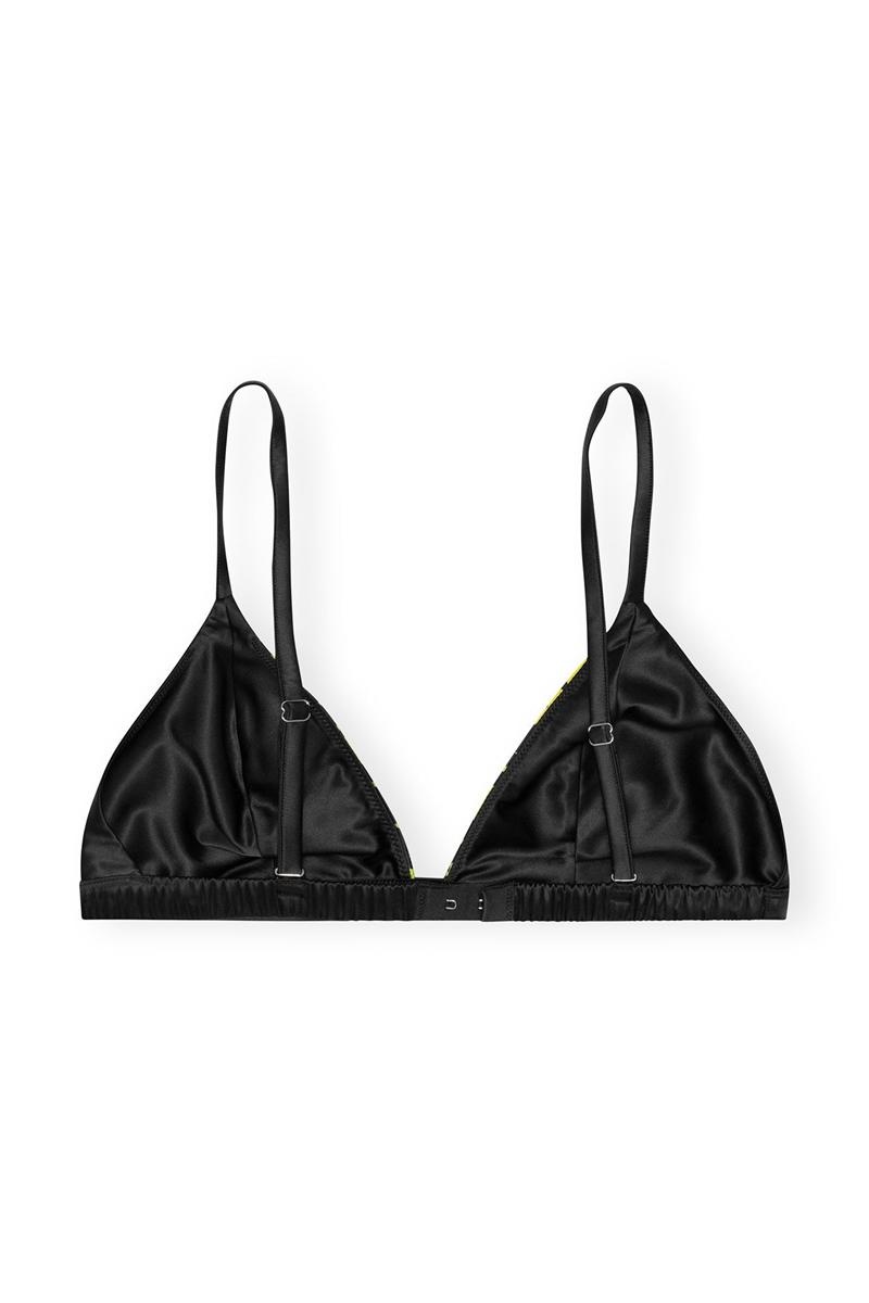 Ganni Parade Satin Bralette Bademode Schwarz | 927-FMTDNJ