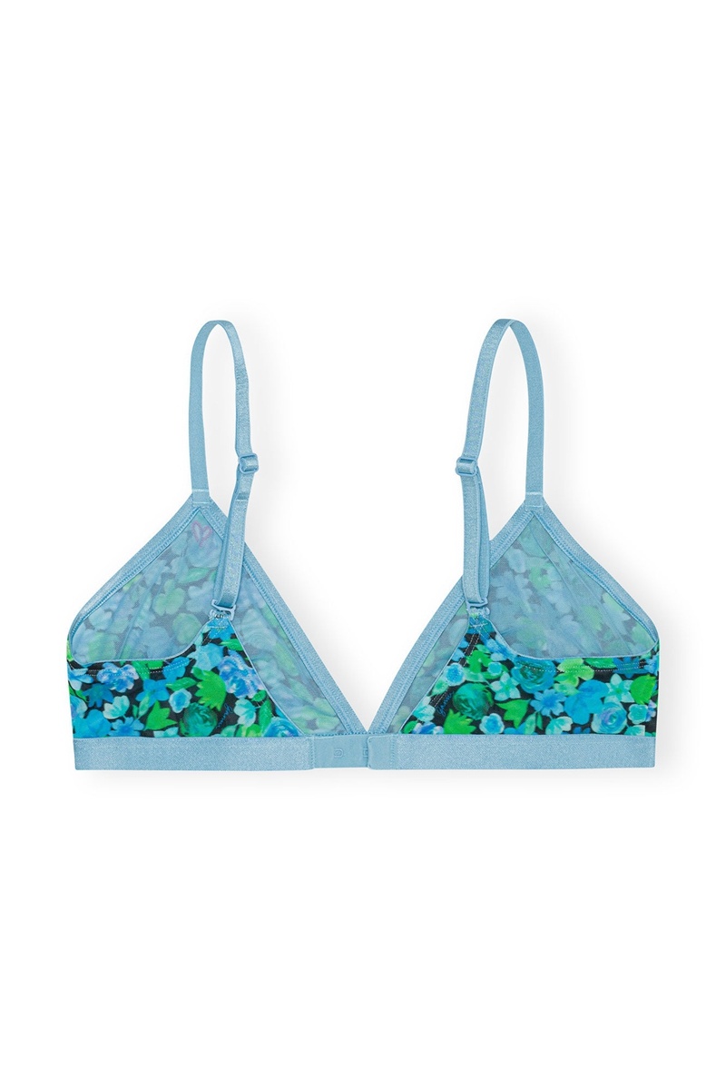 Ganni Parade Silky Mesh Bralette Bademode Blau | 296-JFMCGT