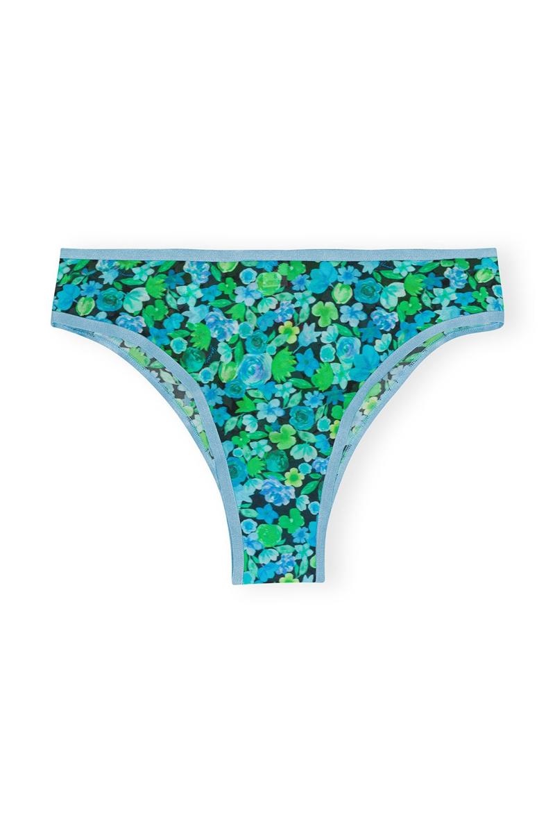 Ganni Parade Silky Mesh Briefs Bademode Blau | 549-LPJTMD