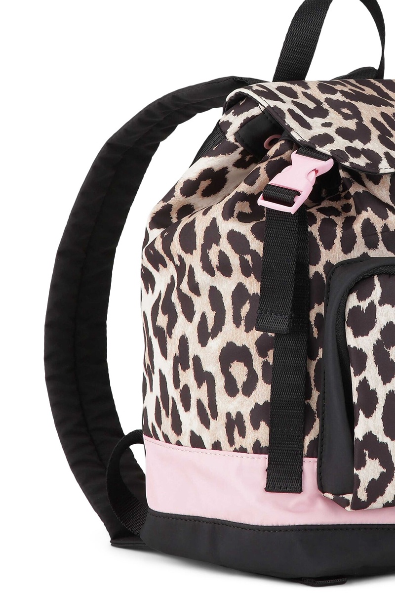 Ganni Recycled Mini Rucksäcke Leopard | 856-KXBWML