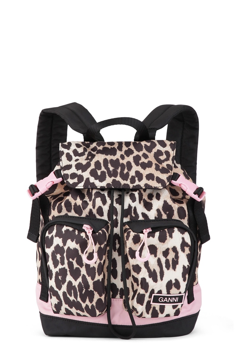 Ganni Recycled Mini Rucksäcke Leopard | 856-KXBWML