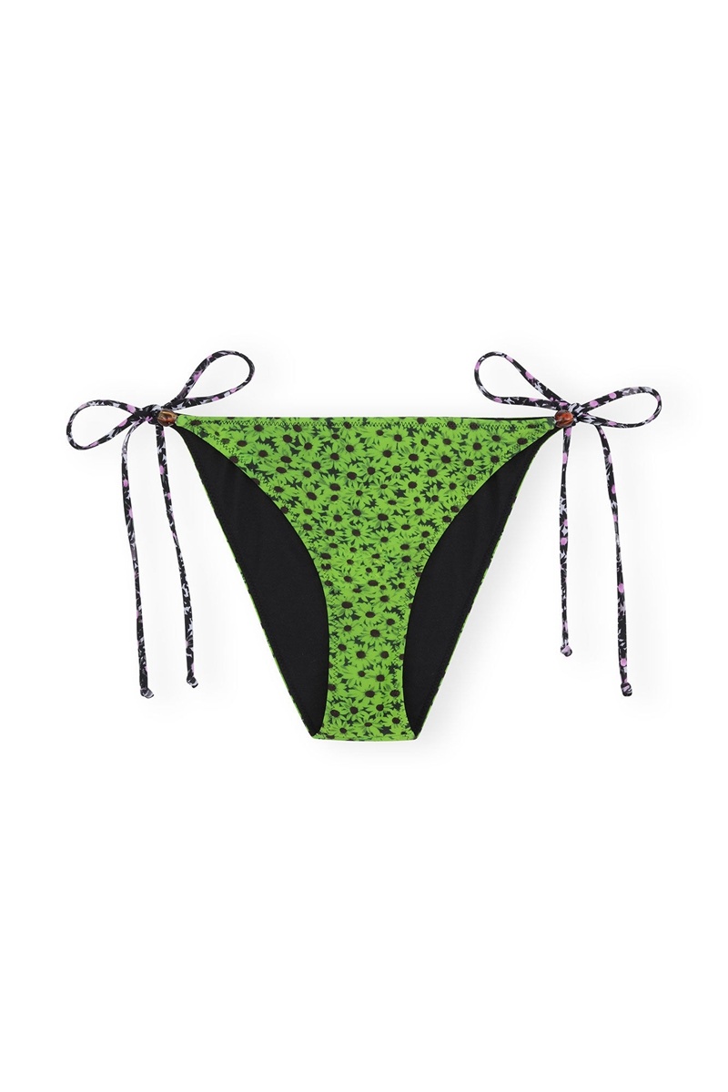 Ganni Recycled Printed Beads String Bikini Briefs Bademode Grün | 136-KAWFMZ