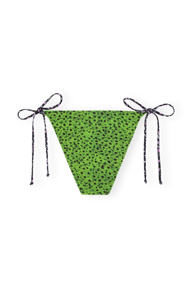 Ganni Recycled Printed Beads String Bikini Briefs Bademode Grün | 136-KAWFMZ