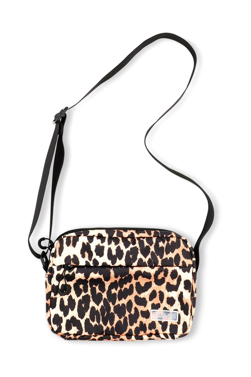 Ganni Recycled Tech Festival Crossbody Tasche Leopard | 745-BENGSD