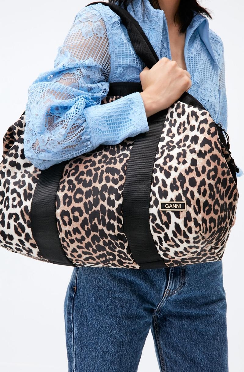 Ganni Recycled Tech Weekender Handtasche Leopard | 973-BPYOJL