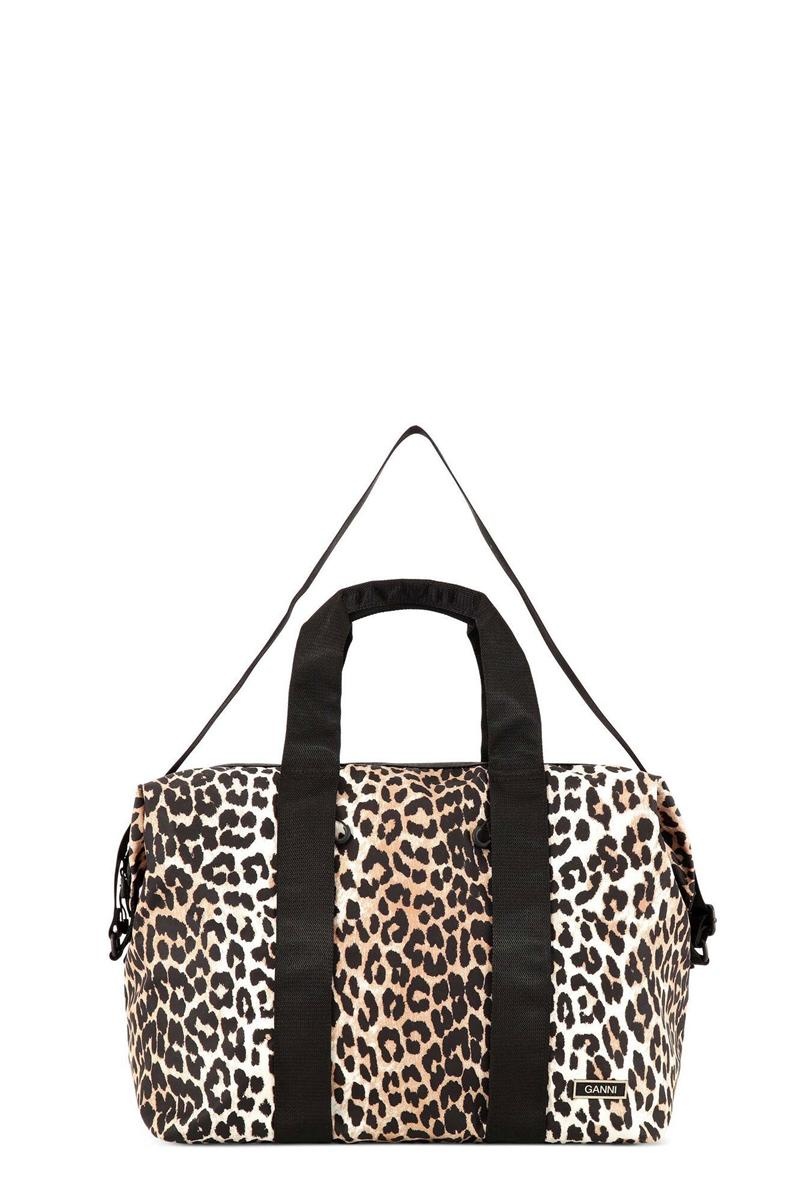 Ganni Recycled Tech Weekender Handtasche Leopard | 973-BPYOJL