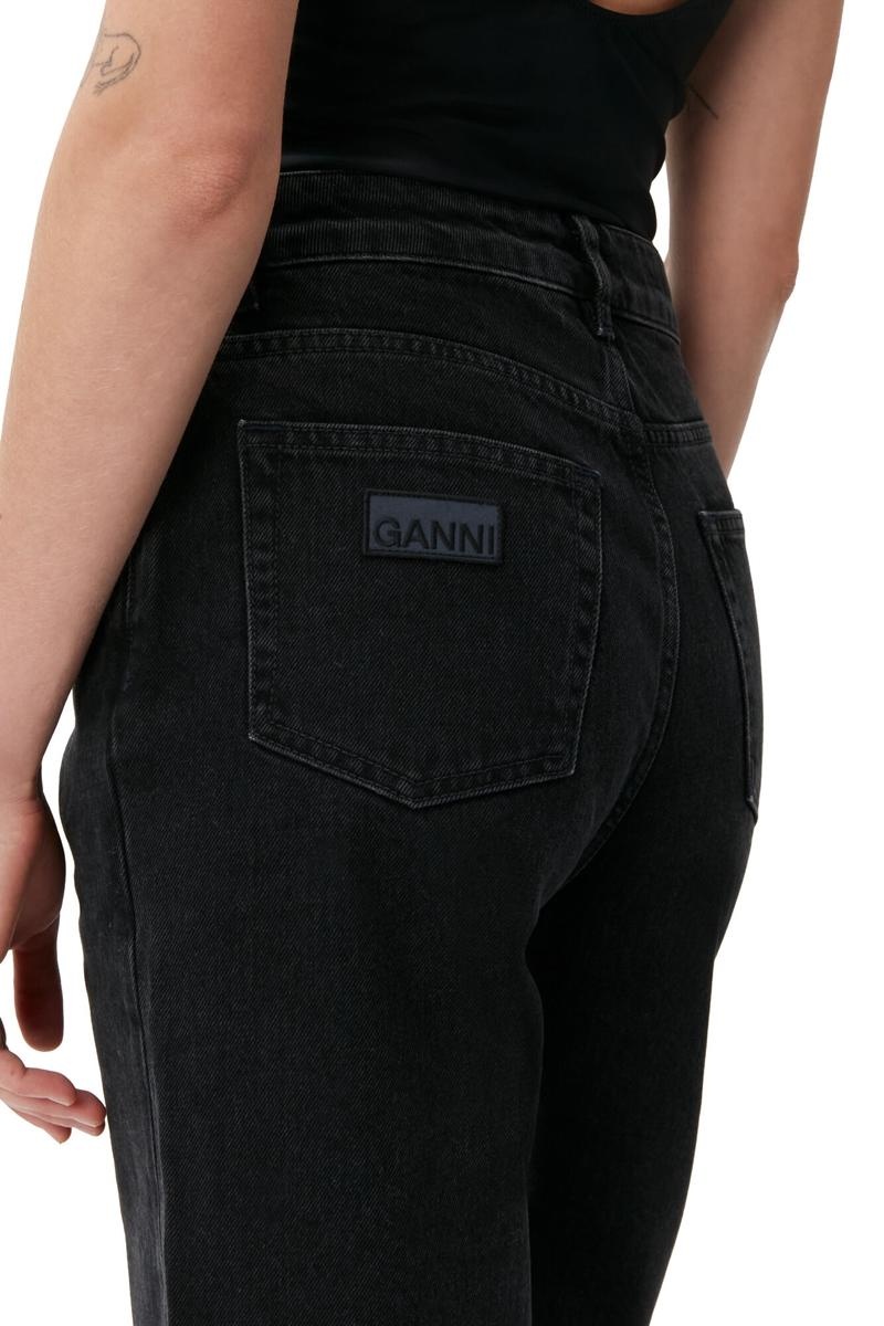 Ganni Rigid Denim Misy Cropped Jeans Schwarz | 409-ARJBQL