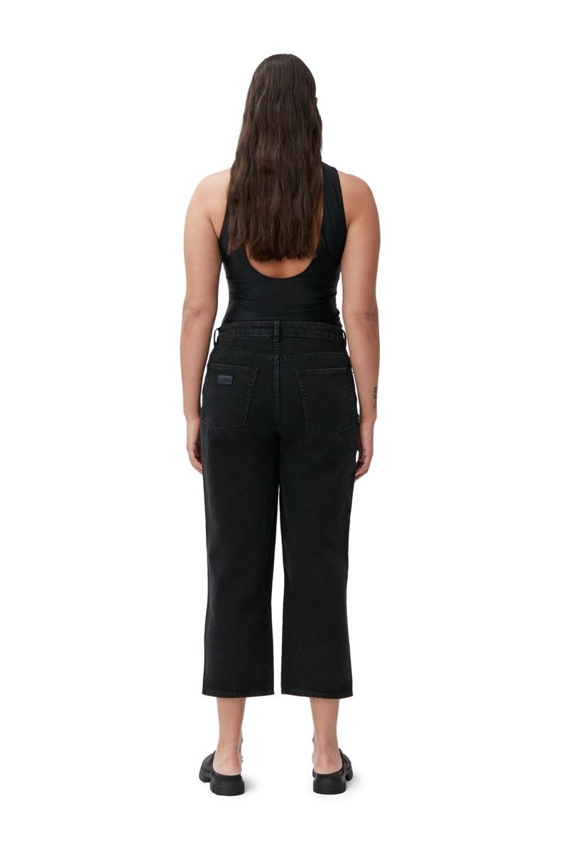 Ganni Rigid Denim Misy Cropped Jeans Schwarz | 409-ARJBQL