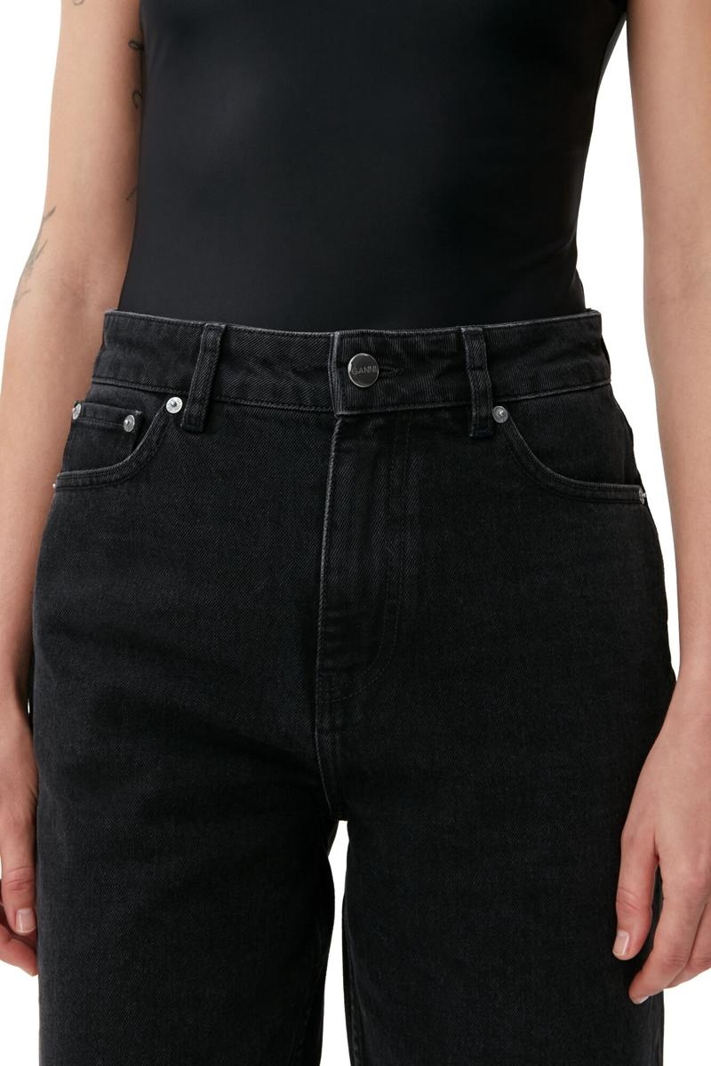 Ganni Rigid Denim Misy Cropped Jeans Schwarz | 409-ARJBQL