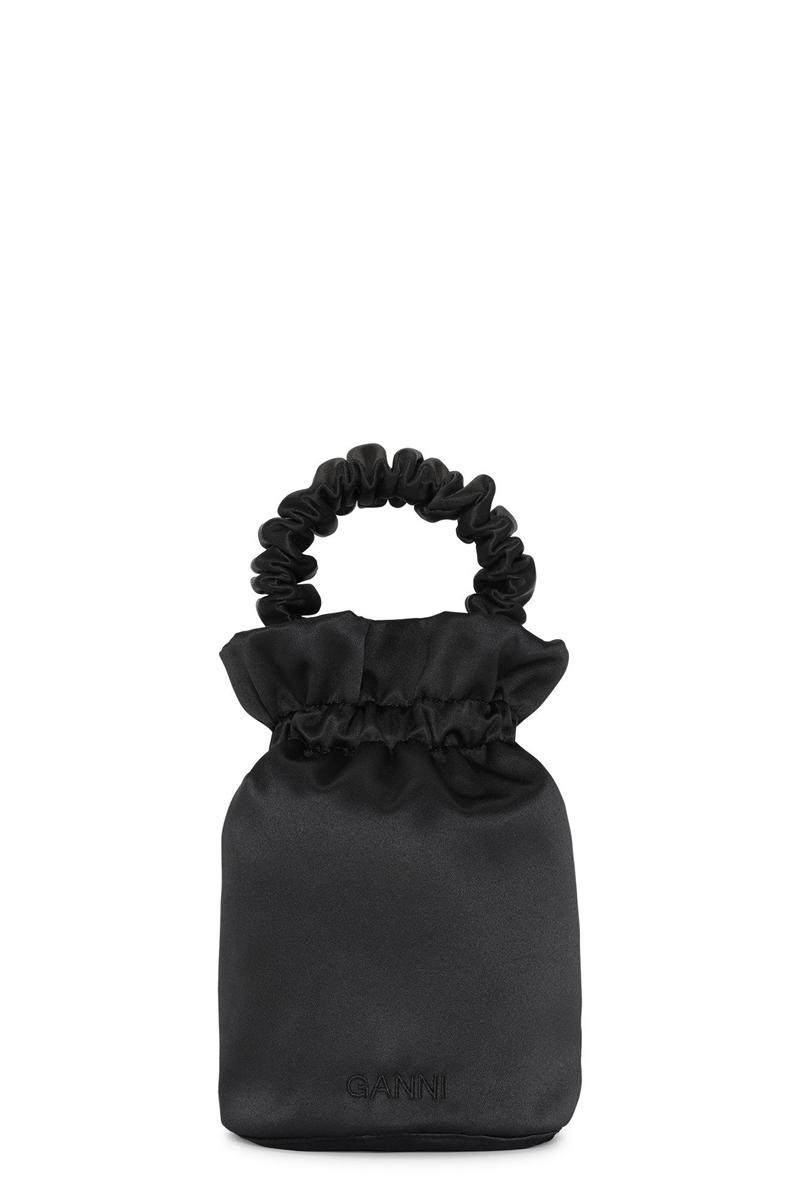 Ganni Ruched Handtasche Schwarz | 078-USVLRB