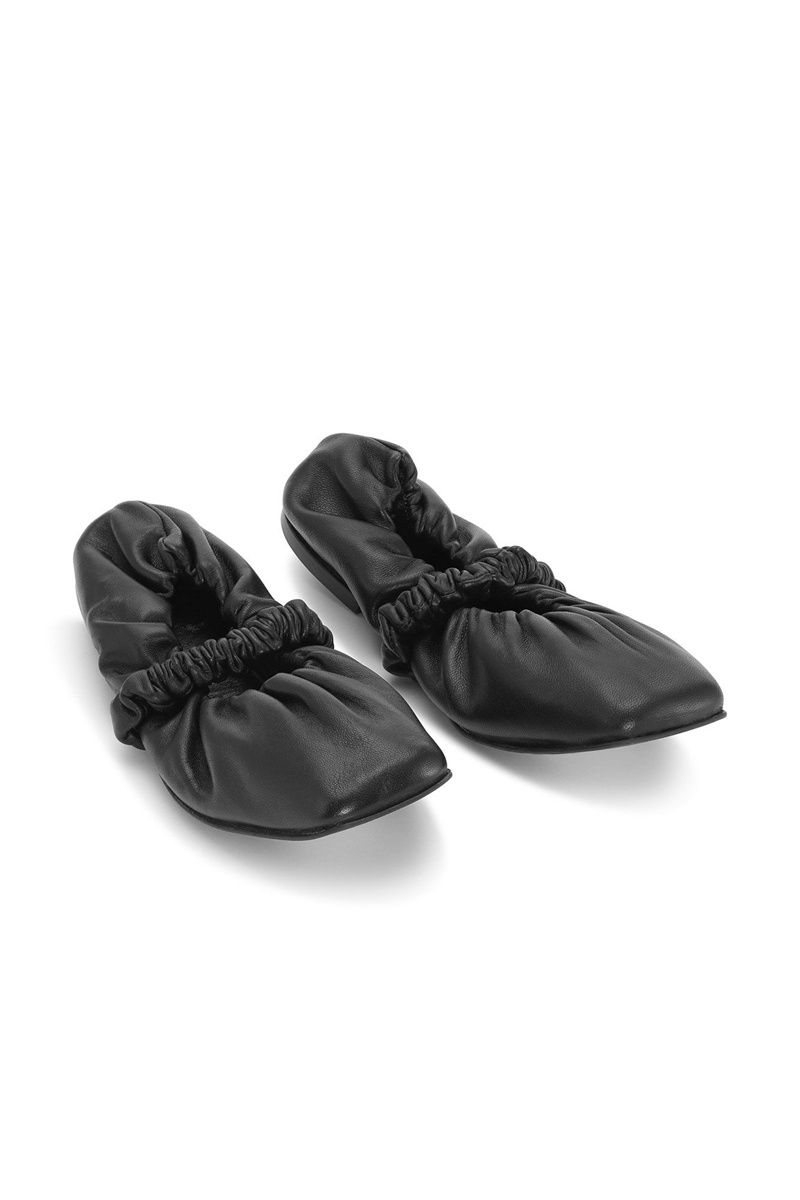 Ganni Scrunchie Ballerinas Flat Schwarz | 917-BXSTZL