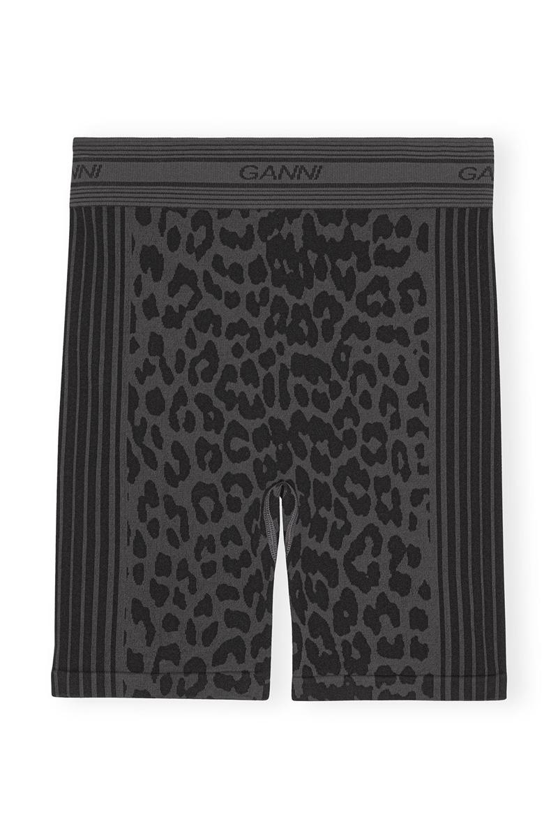 Ganni Seamless Jacquard Kurze Hose Schwarz | 937-TIVHSW