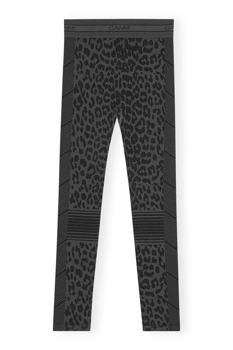 Ganni Seamless Jacquard Leggings Schwarz | 734-ZELURS