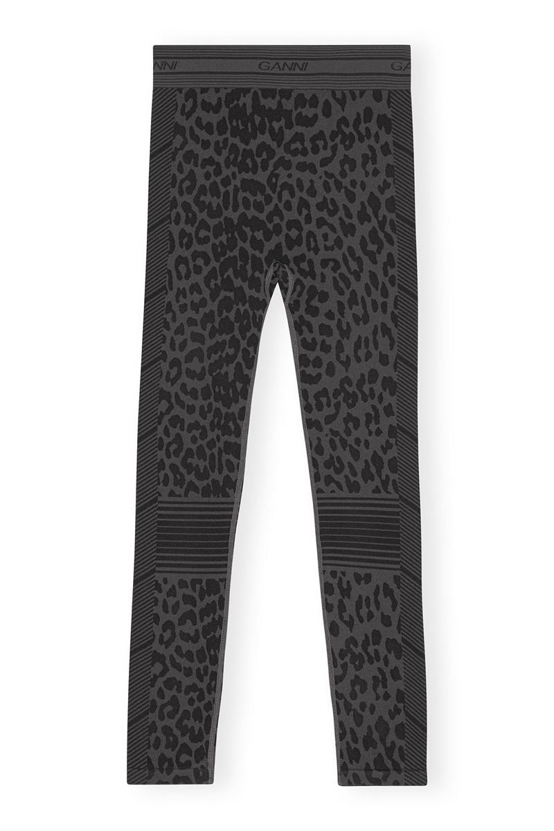 Ganni Seamless Jacquard Leggings Schwarz | 734-ZELURS