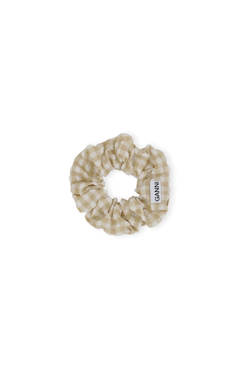 Ganni Seersucker Scrunchie Haarschmuck Khaki | 324-DVCHTU