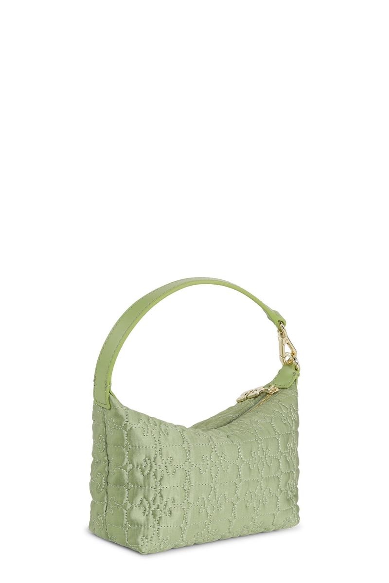 Ganni Small Butterfly Pouch Satin Shoulder bag Grün | 612-VLAEGB