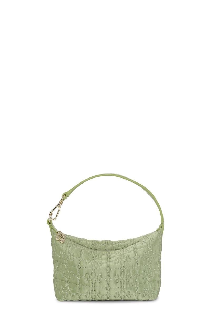 Ganni Small Butterfly Pouch Satin Shoulder bag Grün | 612-VLAEGB