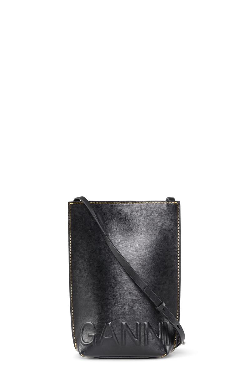 Ganni Small Stitch Banner Crossbody Tasche Schwarz | 786-KSHJMI