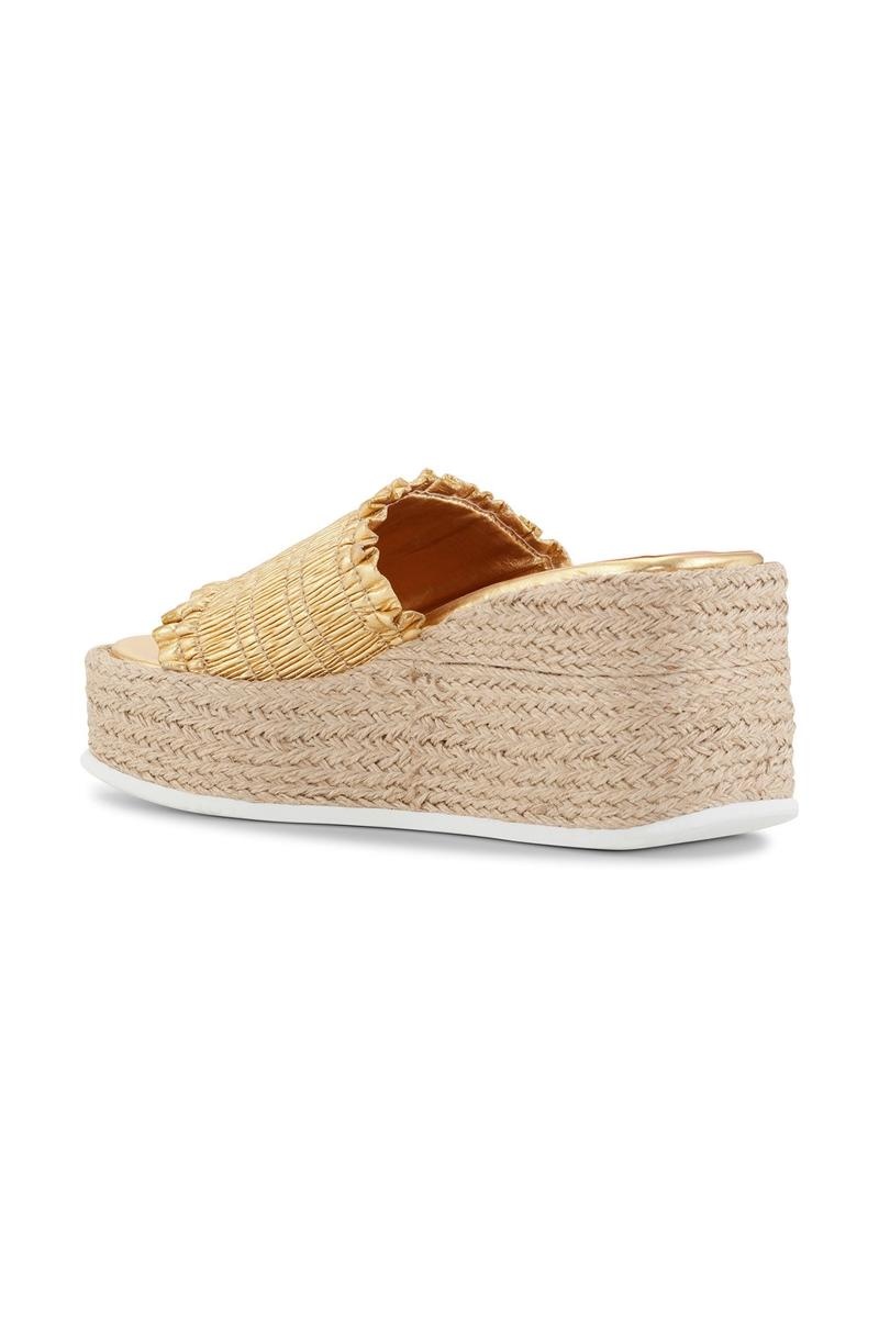 Ganni Smock Espadrilles Wedge Sandalen Gold | 235-DQOGEP