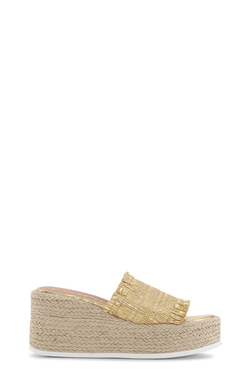 Ganni Smock Espadrilles Wedge Sandalen Gold | 235-DQOGEP