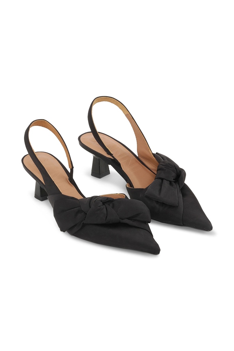 Ganni Soft Bow Slingback Pumps Hohe Schuhe Schwarz | 193-ADLCFX