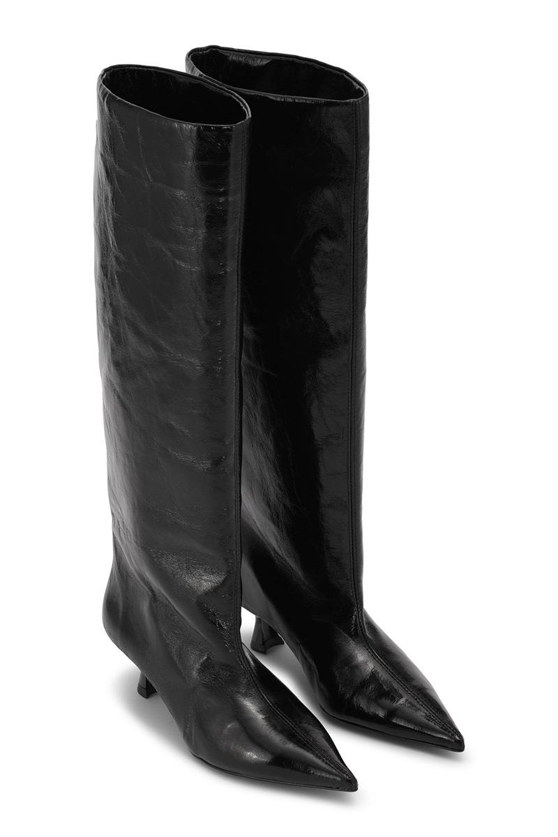 Ganni Soft Slouchy High Shaft Stiefel Schwarz | 871-CWFBNY