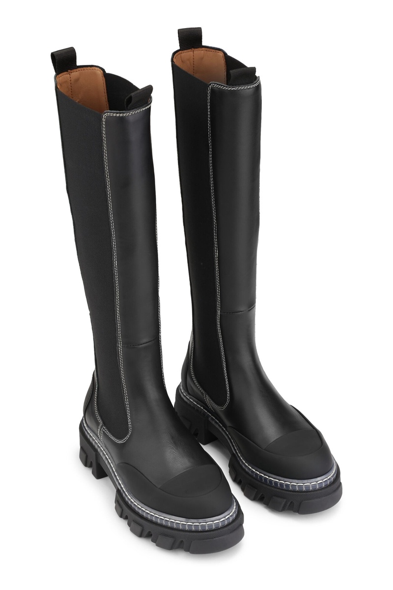 Ganni Stollen High Chelsea Stiefel Schwarz | 389-VHRBIA