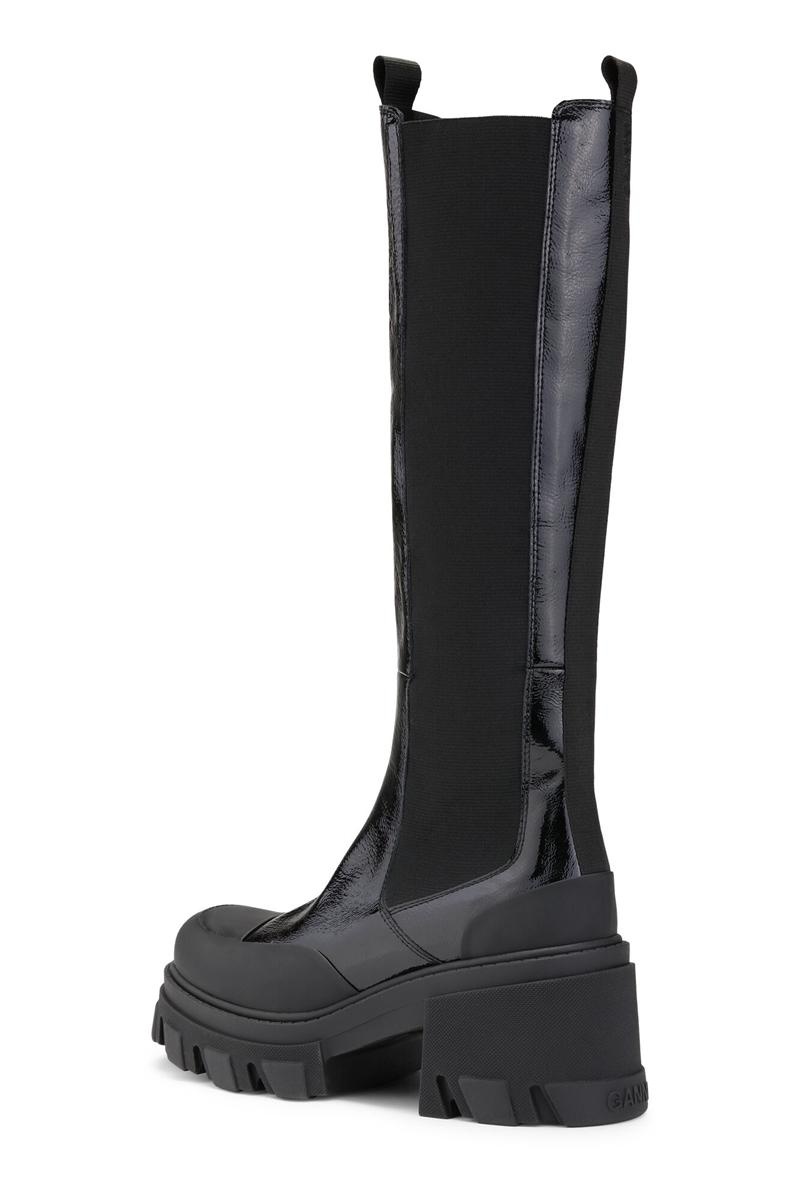 Ganni Stollen High Chelsea Stiefel Schwarz | 702-LDQSYX