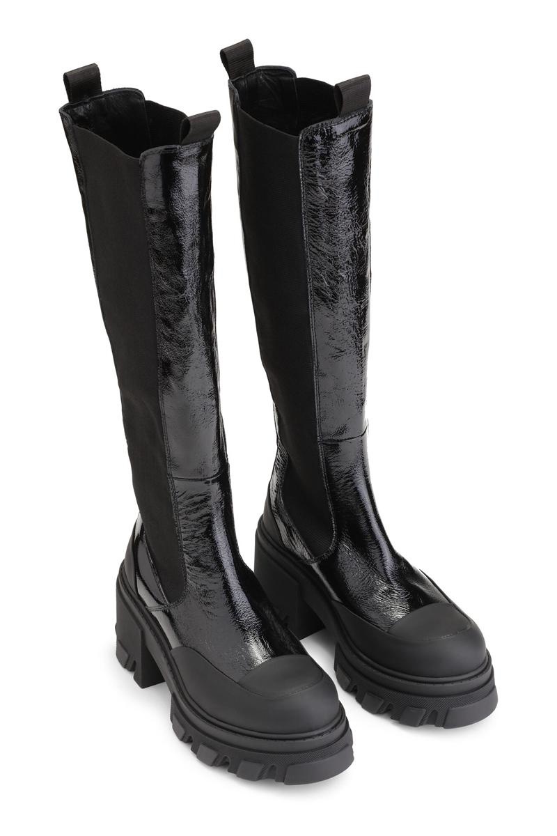 Ganni Stollen High Chelsea Stiefel Schwarz | 702-LDQSYX