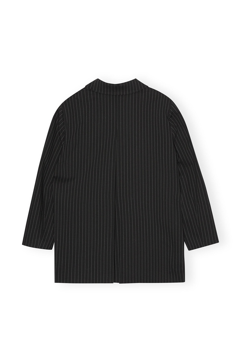 Ganni Stretch Stripe Oversized Blazer Schwarz | 945-SGFQMD